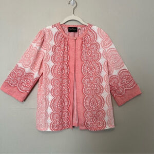 Bob Mackie Cardigan Women's Pink White‎ Floral Wearable Art Small